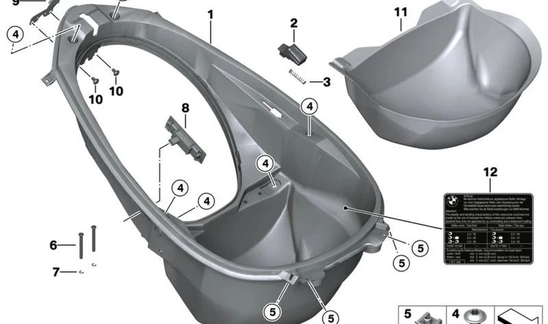 Tapiz de fondo OEM 46637725238 para BMW Motorrad C 600 Sport, C 650 Sport. Original BMW Motorrad.