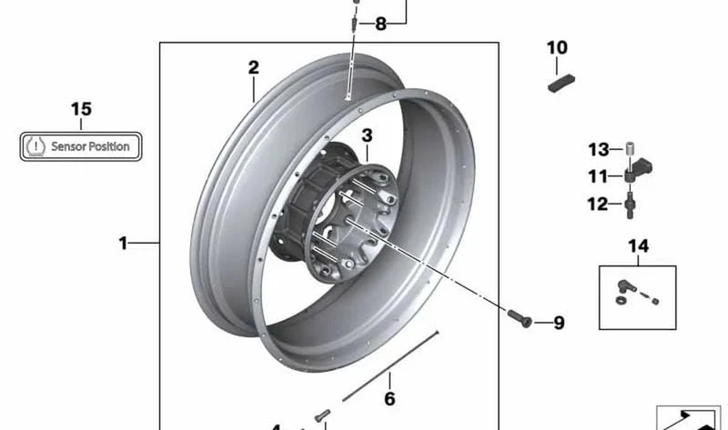 Rueda de radios cruzados dorada trasera OEM 36318404333 para BMW R 1250 GS, R 1250 GS Adventure. Original BMW Motorrad.