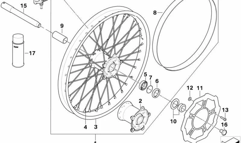Semieje delantero OEM 36317705258 para BMW Motorrad G 450X (K16) 2007-2010. Original BMW Motorrad.