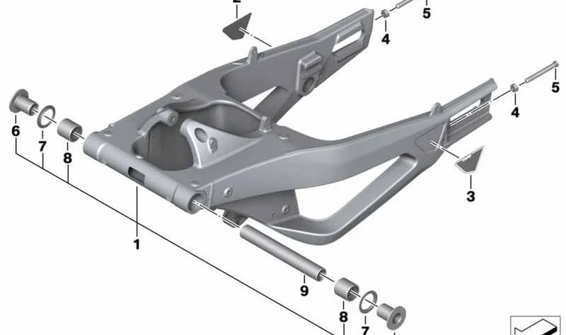 Pieza oscilante trasera negra OEM 33356898061 para motos BMW S 1000 R, S 1000 RR, M 1000 R. Original BMW Motorrad.