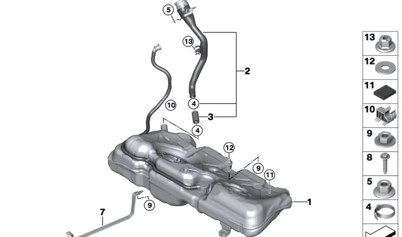 Cinta de sujeción para depósito de combustible OEM 16117300510 para MINI F56, F55... y más. Original MINI.