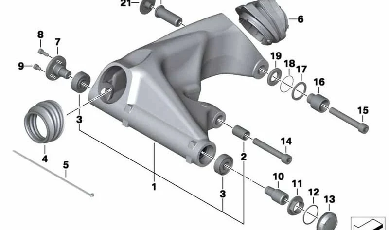 Balancín rueda trasera asphaltgrau OEM 33178523873 para BMW Motorrad R 1200 GS, R 1200 GS Adventure. Original BMW Motorrad.