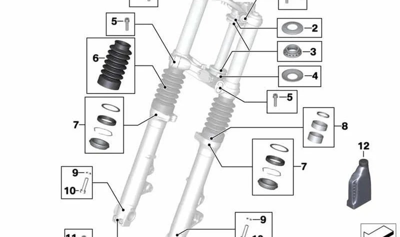 Fuelle de horquilla OEM 31428350915 para motos BMW R nineT Scrambler (K23), R nineT Urban G/S (K33). Original BMW Motorrad.