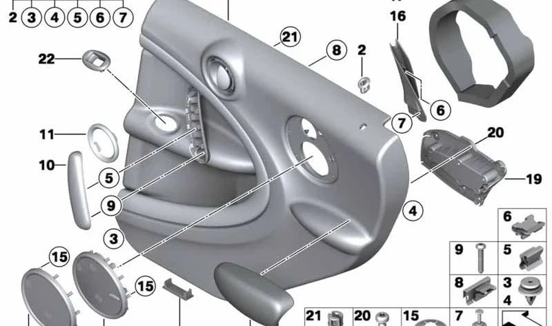 Revestimiento de puerta trasera derecha OEM 51429807534 para MINI Countryman R60. Original MINI.
