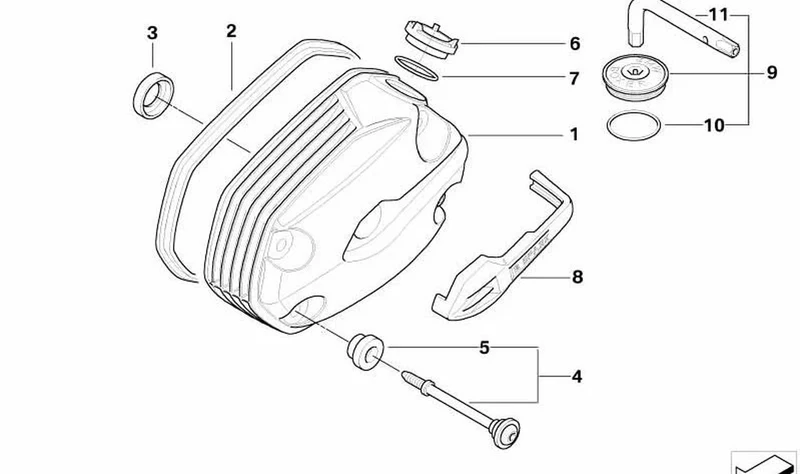 Cubierta para bujías derecha OEM 11127703694 para motos BMW R1200S, HP2 Sport. Original BMW Motorrad.