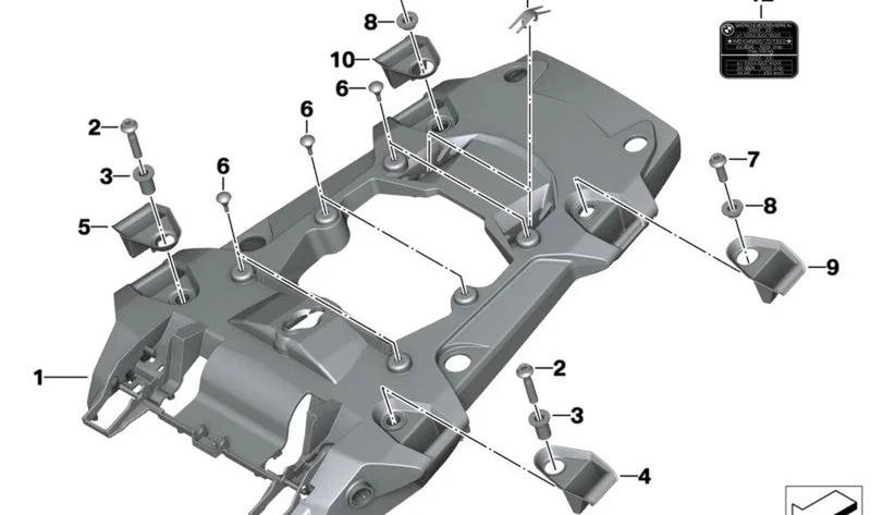 Rótulo indicador de carga útil OEM 71241678358 para motos BMW R 1250 GS, R 1200 GS. Original BMW Motorrad.