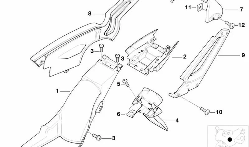 Soporte remate rueda interior derecha OEM 46627651446 para BMW Motorrad F 650 GS, G 650 GS, G 650 GS Sertão... y más. Original BMW Motorrad.