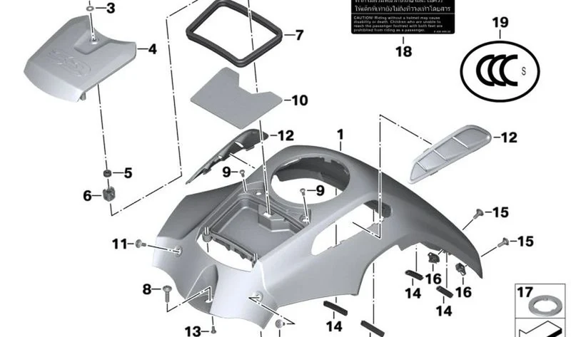 Junta OEM 46638550895 para BMW Motorrad R1200GS Adventure, R1250GS Adventure. Original BMW Motorrad.