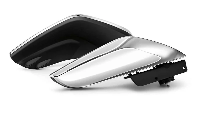 Deflector de viento cromado izquierdo OEM 46638557487 para motos BMW K 1600 GT, K 1600 GTL, K 1600 Bagger. Original BMW Motorrad.