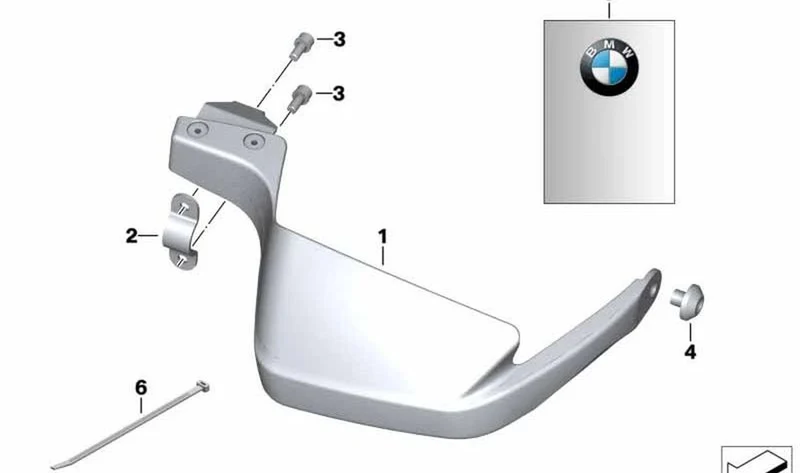 Protección de mano derecho OEM 71607653854 para motos BMW F 650 GS, G 650 GS, G 650 GS Sertão. Original BMW Motorrad.