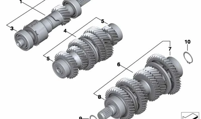 Árbol intermedio OEM 23217709883 para motos BMW R1200S, HP2 Sport. Original BMW Motorrad.