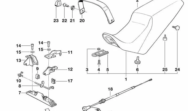 Fiador de asiento OEM 51252308118 para motos BMW K75, K100, K1, K1100... y más. Original BMW Motorrad.