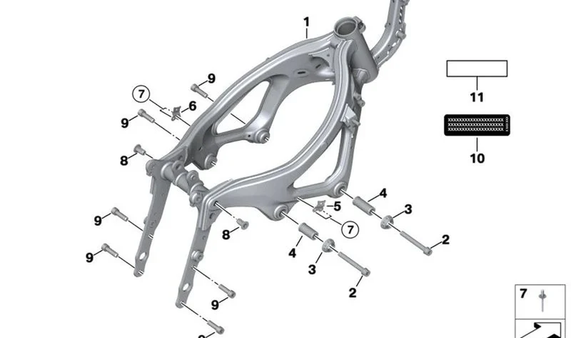 Chasis delantero OEM 46518404143 para BMW Motorrad F 900 XR (K21, K41), F 900 XR 25 (R01, R11). Original BMW Motorrad.