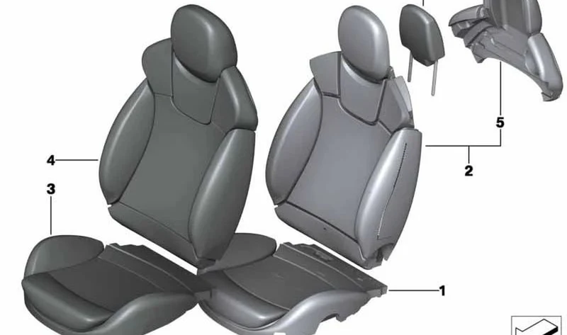 Pieza gomaespuma respaldo deportivo Recaro derecha OEM 52107306990 para MINI R56 LCI, Clubman R55 LCI, Coupé R58, Roadster R59. Original MINI.
