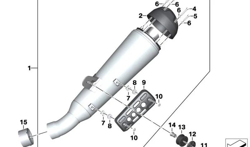 Silenciador adicional OEM 18517924238 para motos BMW R nineT Urban G/S (K33). Original BMW Motorrad.