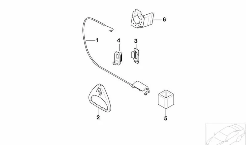 Manilla de desbloqueo de emergencia OEM 51247056414 para MINI Cabrio R57, Coupé R58, Roadster R59... y más. Original MINI.