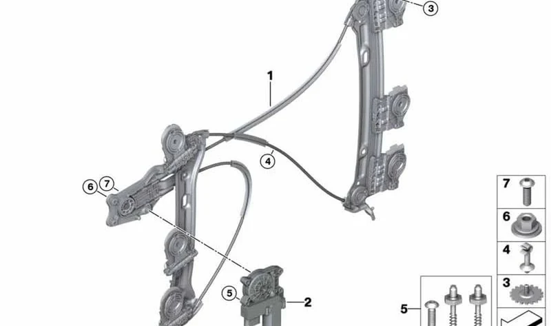 Accionamiento alzacristales delantero izquierdo OEM 67627405701 para MINI F55, F56, Cooper, Cooper S... y más. Original MINI.