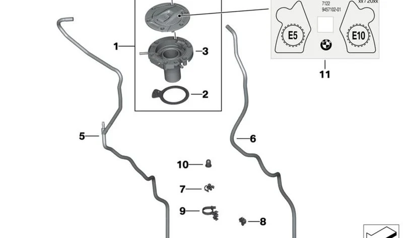 Tapón del depósito OEM 16118529312 para motos BMW R1200GS, R1250GS. Original BMW Motorrad.