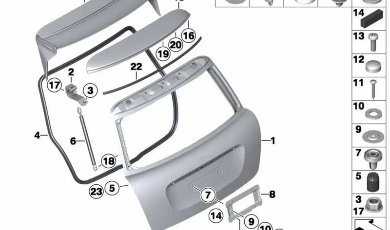 Spoiler trasero imprimado OEM 51622753757 para MINI R56, R56 LCI, Cooper, Cooper D... y más. Original MINI.