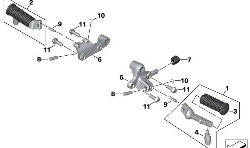 Descansa-pies derecho OEM 46719443526 para motos BMW R18, R18 Classic, R18 B, R18 Transcontinental. Original BMW Motorrad.