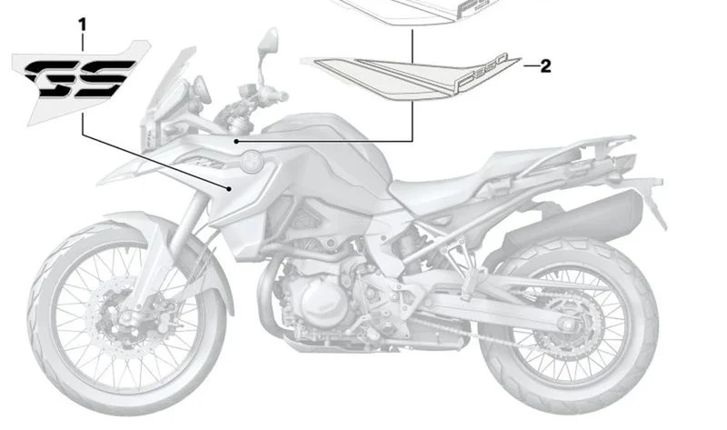 Inscripción izquierda OEM 51148371455 para BMW Motorrad F850GS, F900GS. Original BMW Motorrad.