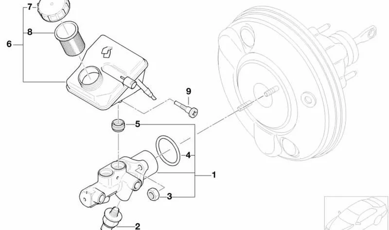 Cilindro principal de freno DSC OEM 34336785668 para MINI R50, R53, Cabrio R52. Original MINI.