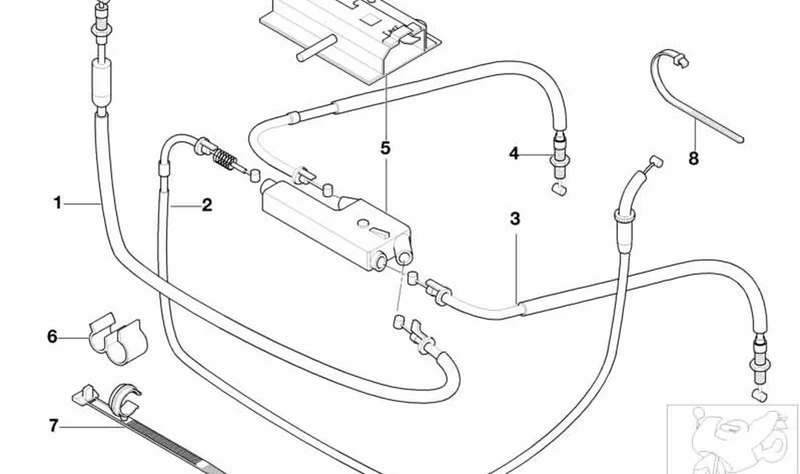 Cable Bowden de arranque OEM 32737671297 para motos BMW R1150R, R850R, Rockster. Original BMW Motorrad.