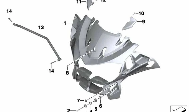 Tirante derecho OEM 46637693211 para BMW Motorrad R1200RT, R900RT. Original BMW Motorrad.