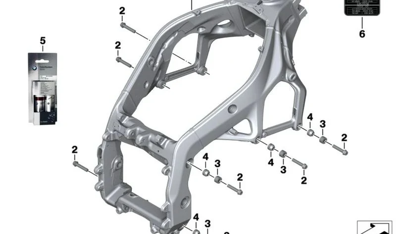 Bastidor principal OEM 46518536873 para BMW Motorrad S 1000 R (K47) 2013-2016. Original BMW Motorrad.
