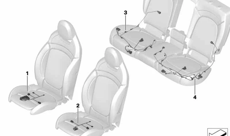 Juego de cables segunda fila asientos OEM 61126812220 para MINI Countryman F60, F60 LCI y BMW X1 F48, F48 LCI, X2 F39. Original BMW y MINI.