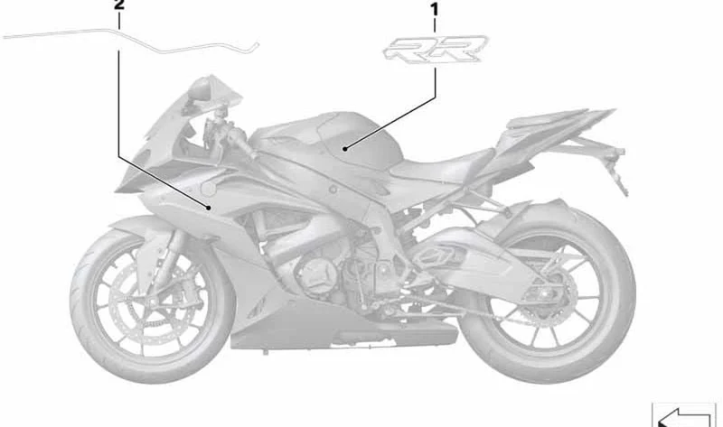 Inscripción depósito combustible izquierda OEM 51148551917 para BMW S 1000 RR (K46). Original BMW Motorrad.