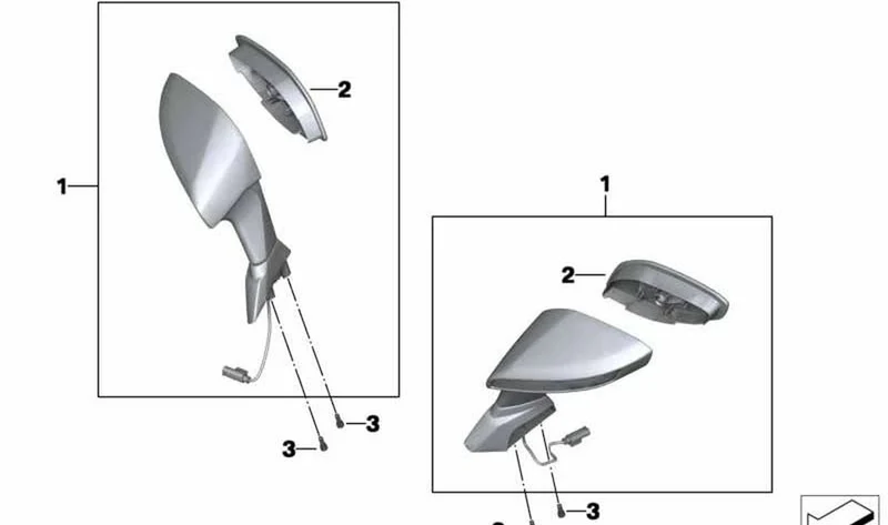 Retrovisor derecho OEM 51168396628 para motos BMW C 650 GT (K19). Original BMW Motorrad.
