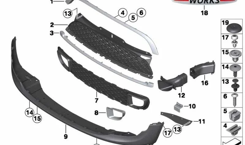Parrilla delantera del capó OEM 51117255125 para MINI R56 LCI, Clubman R55 LCI, Cabrio R57 LCI, Coupé R58, Roadster R59. Original MINI.