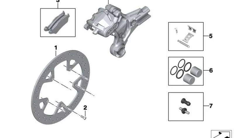 Disco de freno trasero OEM 34218404545 para BMW Motorrad S 1000 XR (K69), M 1000 XR (KM9). Original BMW Motorrad.