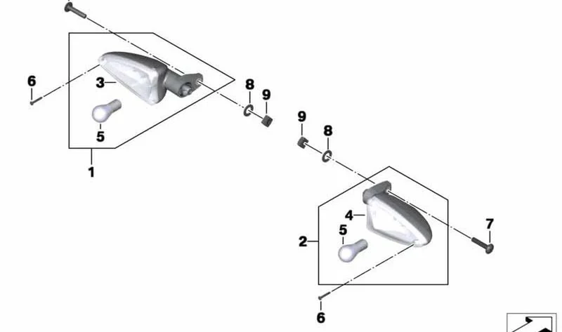 Intermitente blanco OEM 63237720564 para motos BMW G 650 GS, G 650 GS Sertão, HP4, S 1000 RR. Original BMW Motorrad.