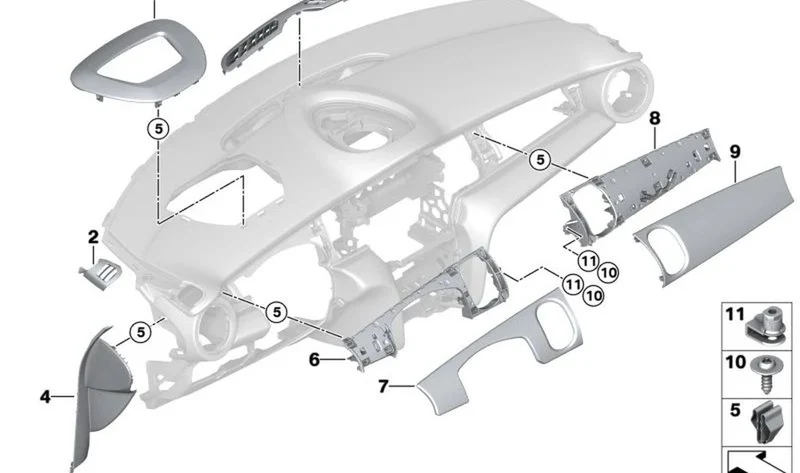 Moldura panel exterior izquierdo OEM 51459361675 para MINI F55 (2013-2021), F55 LCI (2020-2024). Original MINI.