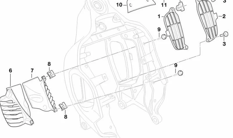 Reja de admisión izquierda OEM 46512331759 para BMW Motorrad R 850 C, R 1200 C, R 1200 C Montauk. Original BMW Motorrad.