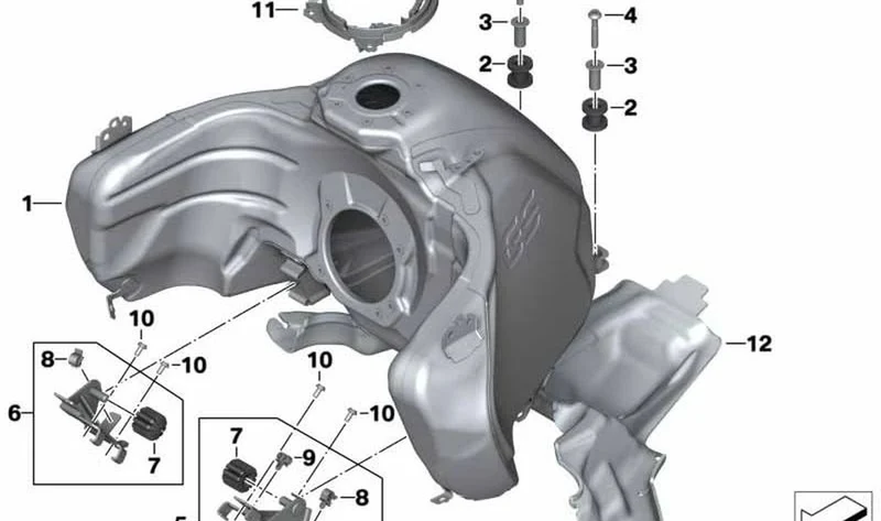 Depósito de combustible OEM 16111542376 para motos BMW R 1250 GS Adventure (K51) color BLACKSTORM MET. Original BMW Motorrad.