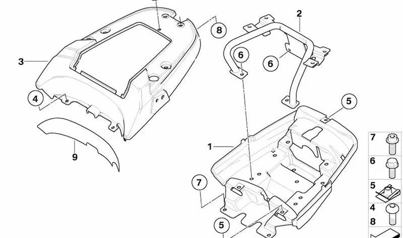 Marco tubular trasero OEM 46547678905 para motos BMW F 650 GS, F 650 GS Dakar, G 650 GS, G 650 GS Sertão. Original BMW Motorrad.
