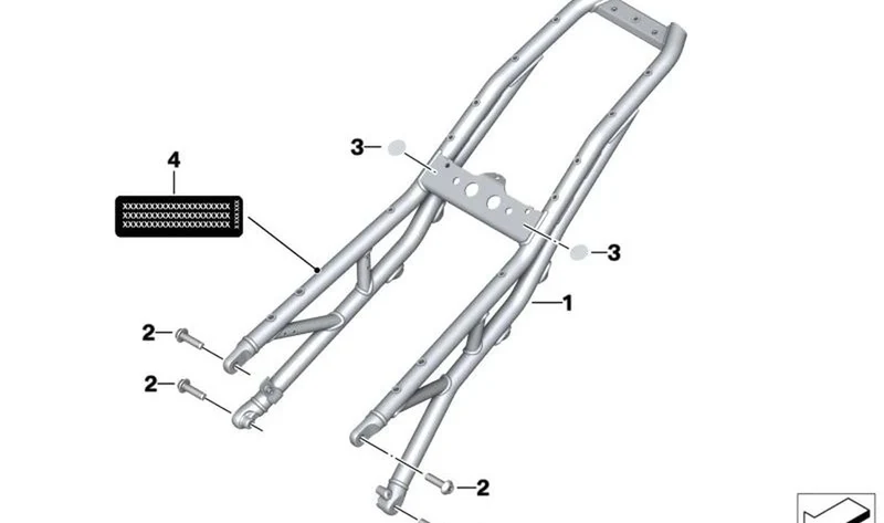 Cuadro trasero OEM 46518405435 para motos BMW S 1000 R (K63), S 1000 RR (K67). Original BMW Motorrad.