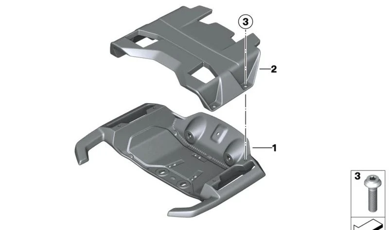 Placa adaptadora Topcase OEM 46549445300 para motos BMW CE04 (K07). Original BMW Motorrad.