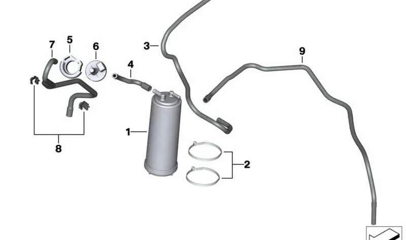 Tubo flexible OEM 16138485714 para motos BMW R 1250 R, R 1250 RS. Original BMW Motorrad.