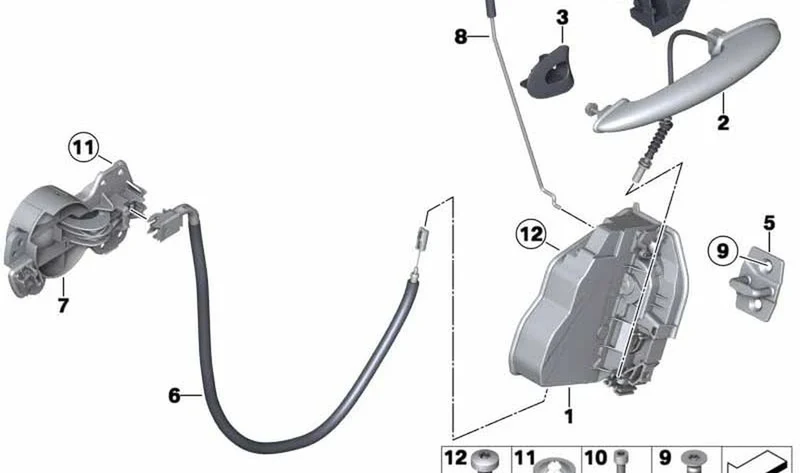 Cable Bowden manecilla puerta interior OEM 51229800633 para MINI Countryman R60. Original MINI.