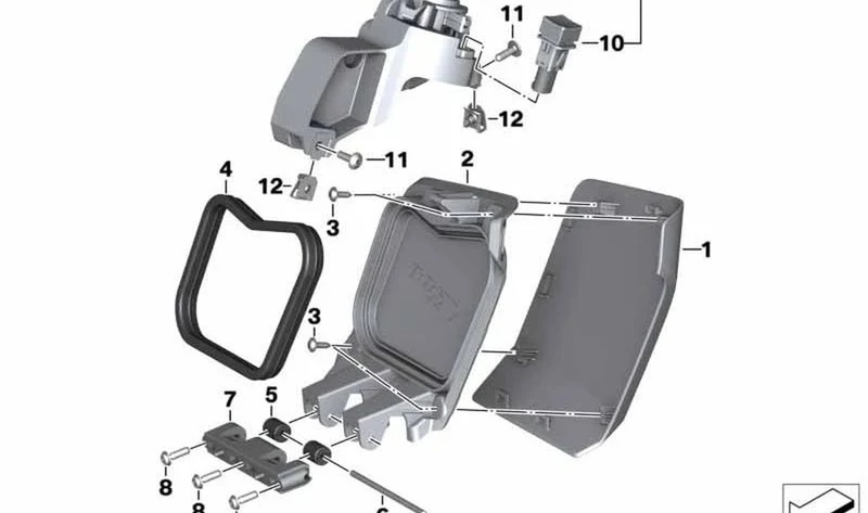 Bisagra de la tapa del portaobjetos OEM 46638566816 para BMW C 400 X (K09, 0C09, 0C11, 0S11). Original BMW Motorrad.