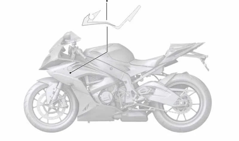 Decoración lateral izquierda OEM 51148537603 para BMW Motorrad S 1000 RR (2010-2014). Original BMW Motorrad.