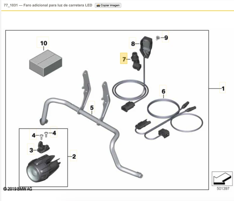 Abrazadera de sujeción con conexión espejo OEM 32729457894 para motos BMW F 750 GS, F 850 GS, F 900 XR, S 1000 XR... y más. Original BMW Motorrad.