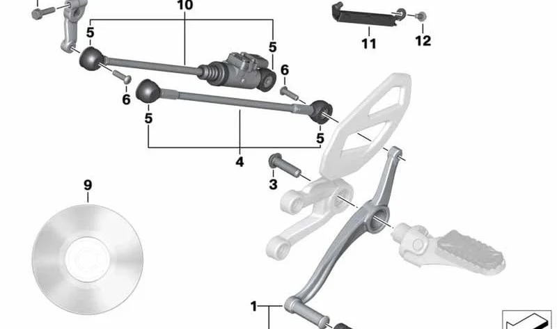 Pedal del cambio OEM 46718553832 para motos BMW S 1000 XR (K49) 2014-2019. Original BMW Motorrad.