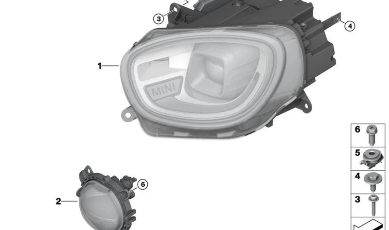 Faro LED AHL izquierdo OEM 63115A12585 para MINI Countryman F60 LCI. Original MINI.