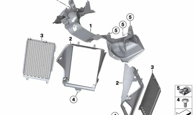 Guía de aire izquierda OEM 46638556645 para motos BMW R1200GS, R1250GS. Original BMW Motorrad.