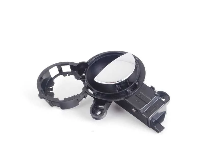 Maneta abrepuerta interior izquierda cromada OEM 51417115341 para MINI R50, R53, Cabrio R52. Original MINI.
